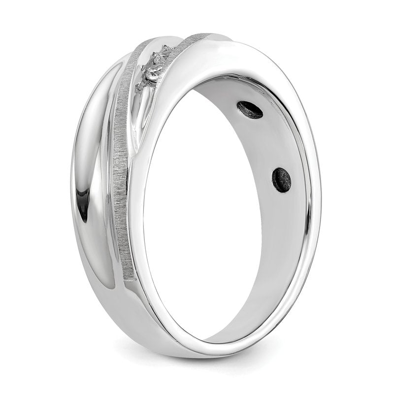 14K White Gold Men's 1/4 carat Lab Grown Diamond VS/SI  D E F  Brushed and Polished Band