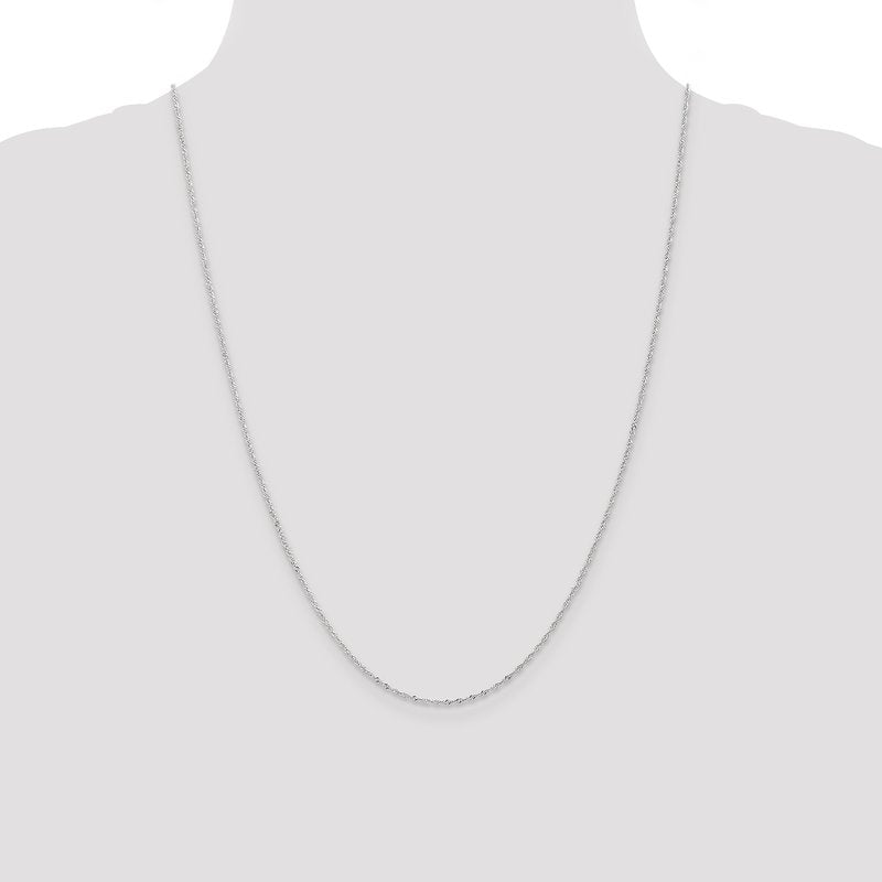 14K White Gold 1mm Singapore with Lobster Clasp Chain