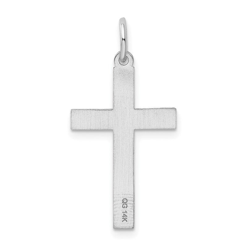 14K White Gold Laser Designed Floral Cross Charm