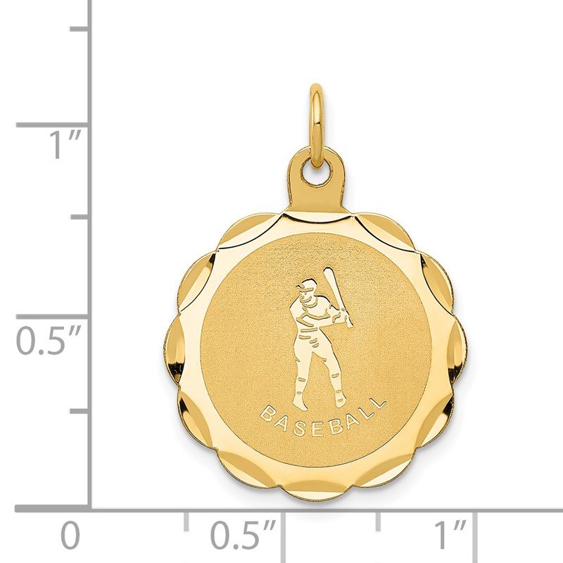 14k Baseball 20mm Engravable on Back Disc Charm