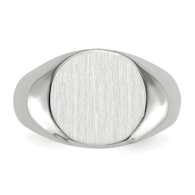 14k White Gold 13.5x12.5mm Closed Back Mens Signet Ring