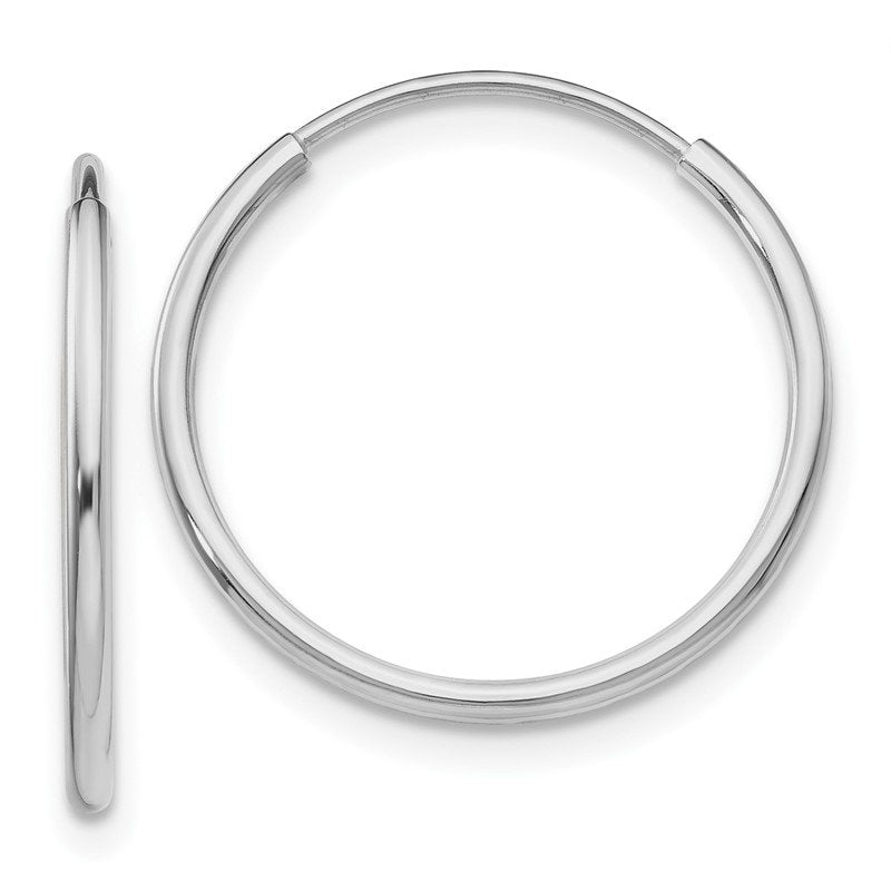 14k White Gold 1.2x20mm Polished Endless Tube Hoop Earrings