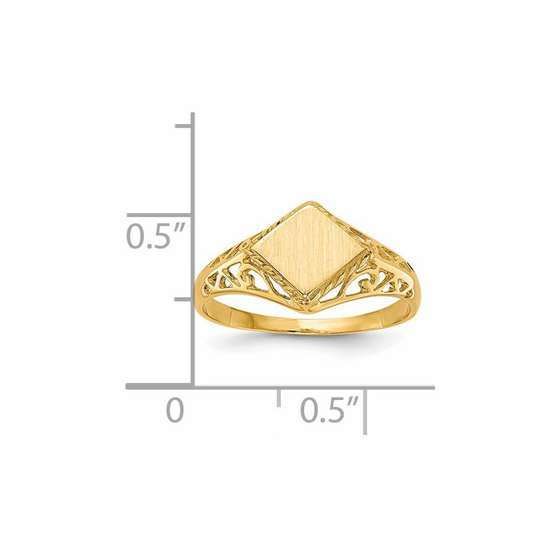 14k 8.5x8.0mm Open Back Signet Ring