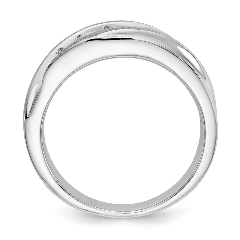 14K White Gold Men's 1/4 carat Lab Grown Diamond VS/SI  D E F  Brushed and Polished Band