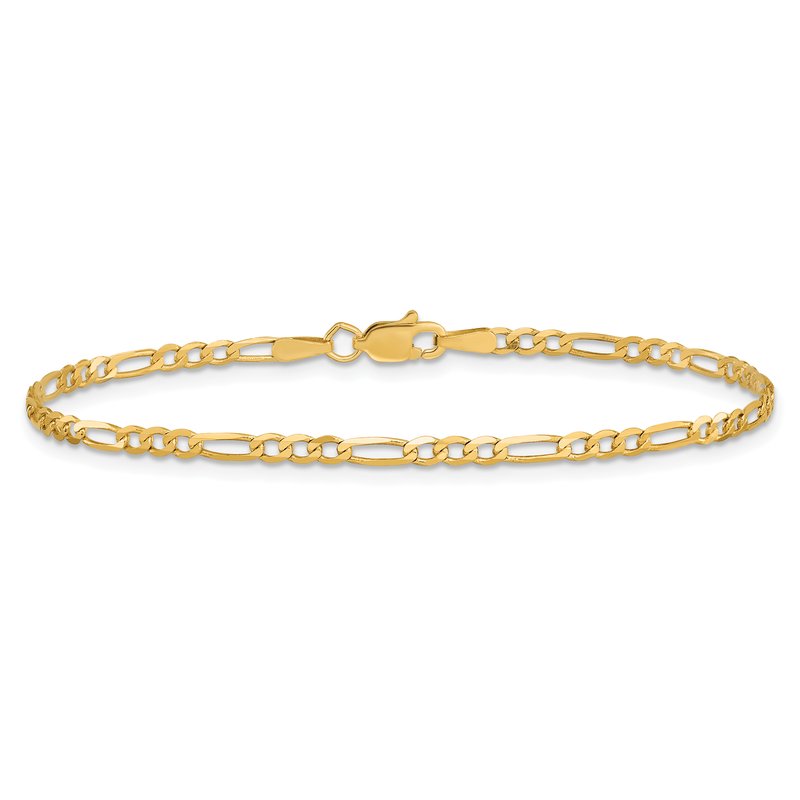 14K 26 inch 2.25mm Flat Figaro with Lobster Clasp Chain