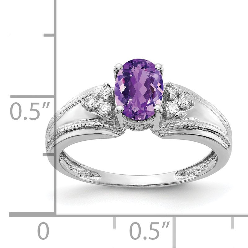 14k White Gold 7x5mm Oval Amethyst A Diamond ring