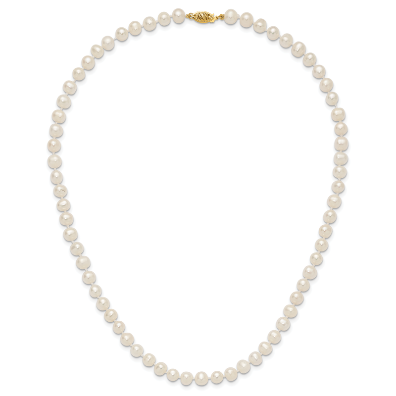 14k 6-7mm White Near-Round Freshwater Cultured Pearl 16 inch Necklace