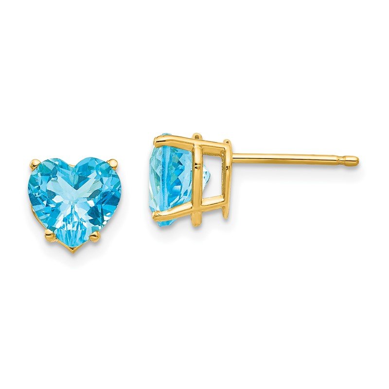 14k 7mm Heart Blue Topaz Post Earrings