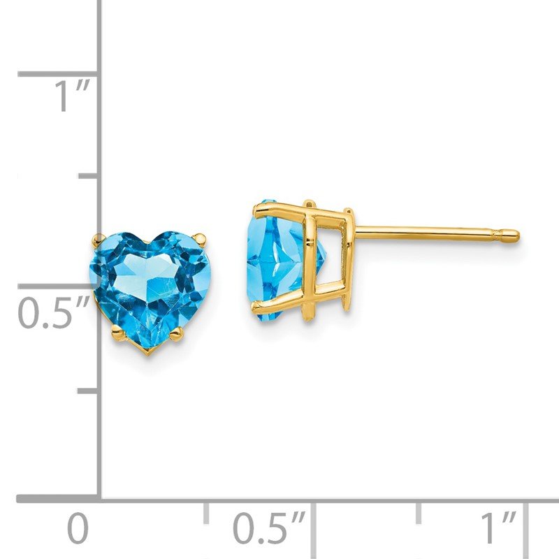 14k 7mm Heart Blue Topaz Post Earrings