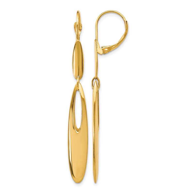 14K Polished Leverback Dangle Earrings