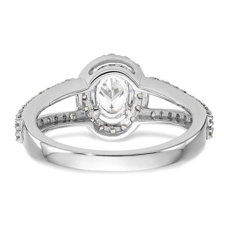 14K White Gold 1/2 carat Lab Grown Diamond VS/SI  D E F  Semi Mount Oval Halo Engagement Ring