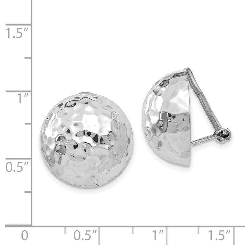 14k White Gold 18mm Hammered Non-pierced Earrings