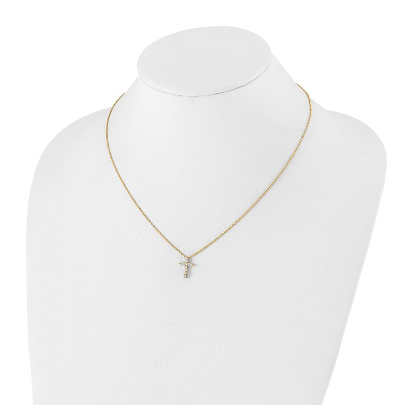 14k White Gold 1/4 carat Diamond Cross Pendant 18 inch Necklace