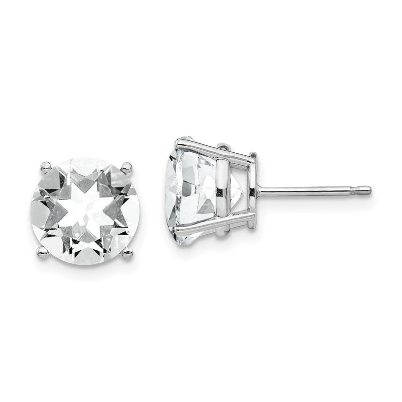 14k White Gold 9mm Round Cubic Zirconia Post Earrings