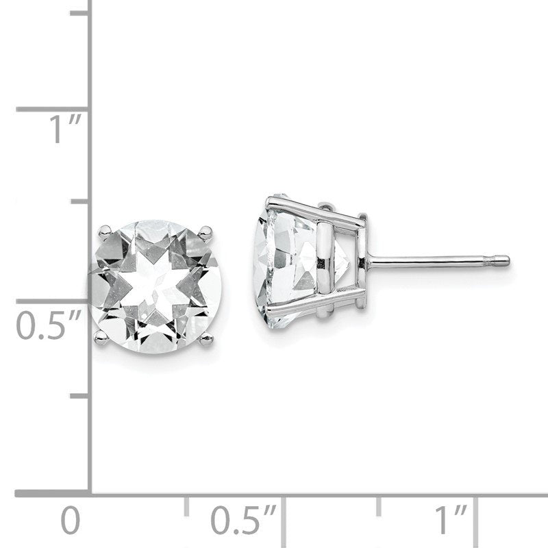 14k White Gold 9mm Round Cubic Zirconia Post Earrings