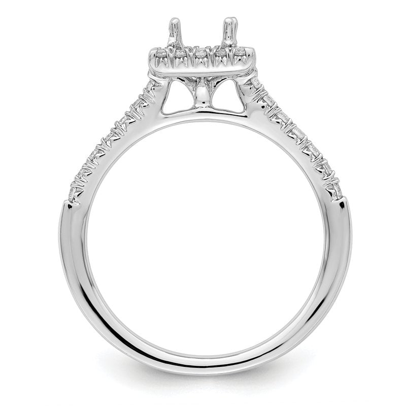 14K White Gold 1/3 carat Lab Grown Diamond VS+ F+ Semi-Mount Princess Halo Engagement Ring