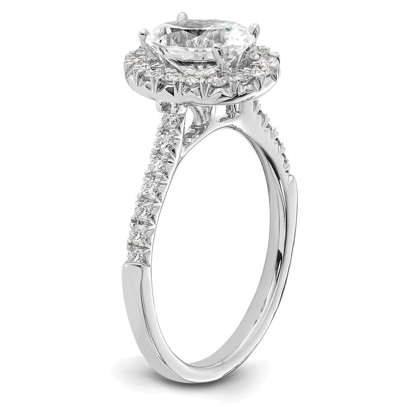 14K White Gold 1/3 carat Lab Grown Diamond VS+ F+ Semi-Mount Oval Halo Engagement Ring