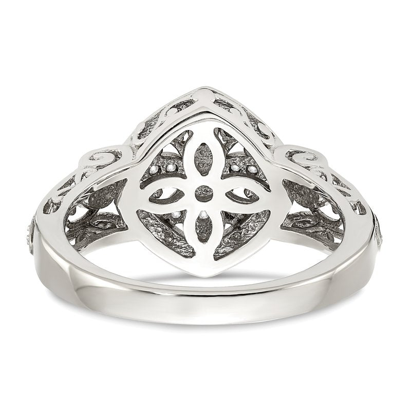 Sterling Silver Rhodium-plated with 14K Accent Diamond Ring