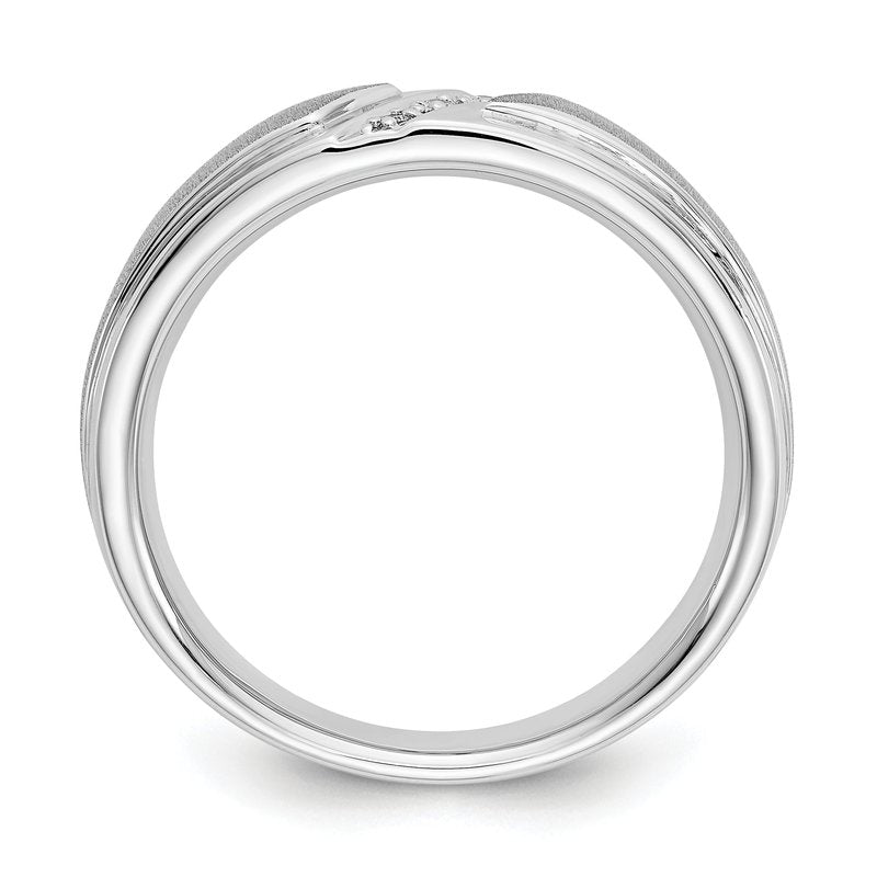 14K White Gold Men's 1/20 carat Lab Grown Diamond VS/SI  D E F  Brushed and Polished Band