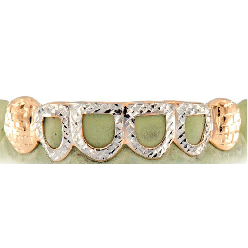 yellow and white open face diamond cut grill