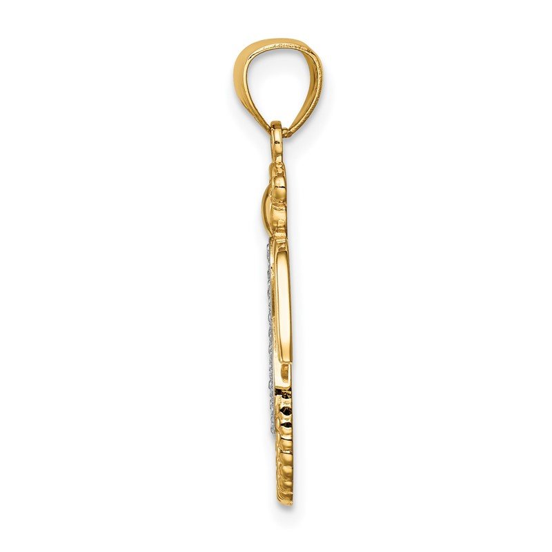 14K and White Rhodium Infinity Angel Pendant