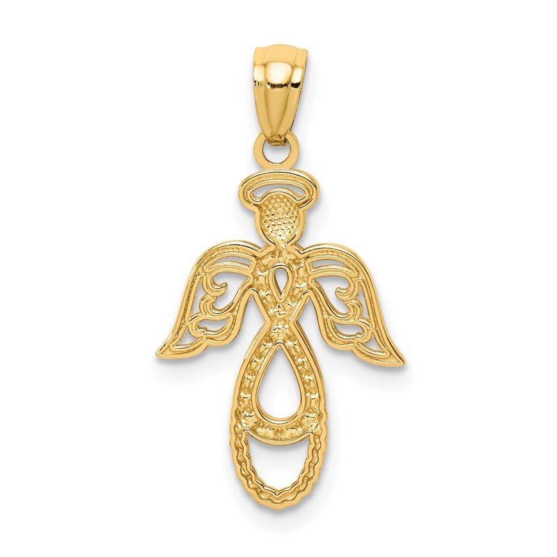 14K and White Rhodium Infinity Angel Pendant