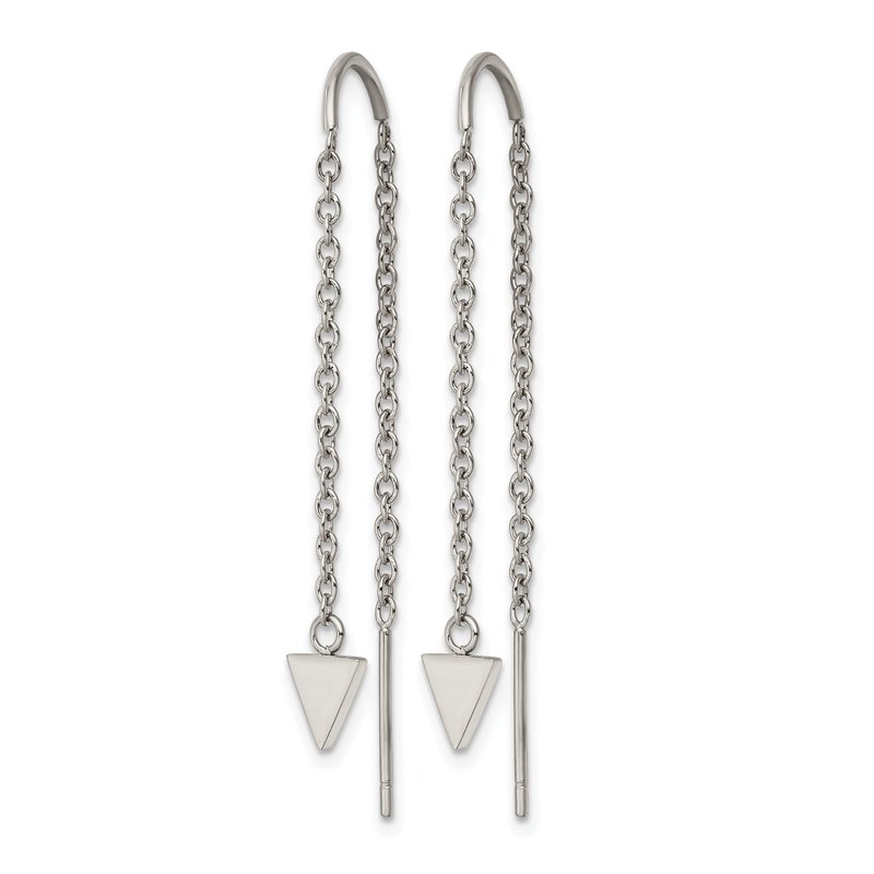 Stainless Steel Polished Triangle Dangle Threader Earrings