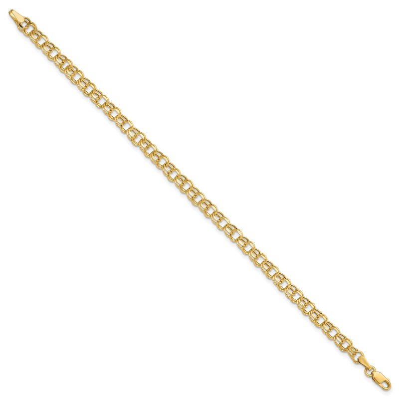 14k 4.5mm Hollow Diamond-cut Double Link 7 inch Charm Bracelet