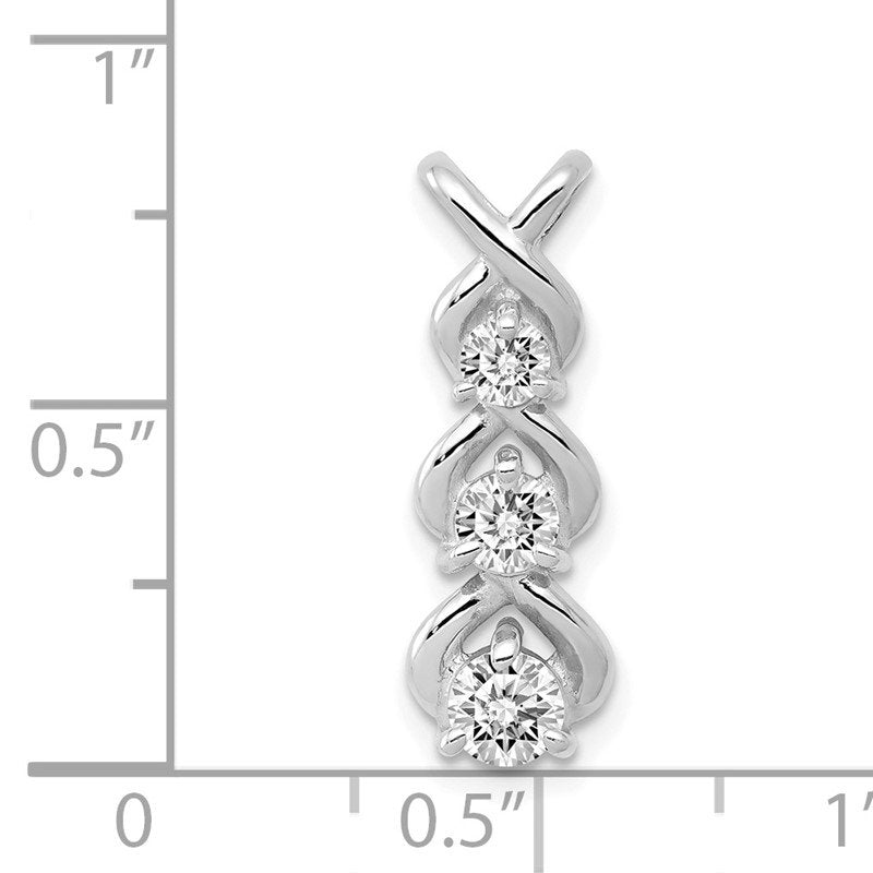 14k White Gold Complete 1/2 carat Three-stone A Diamond Criss-Cross Chain Slide