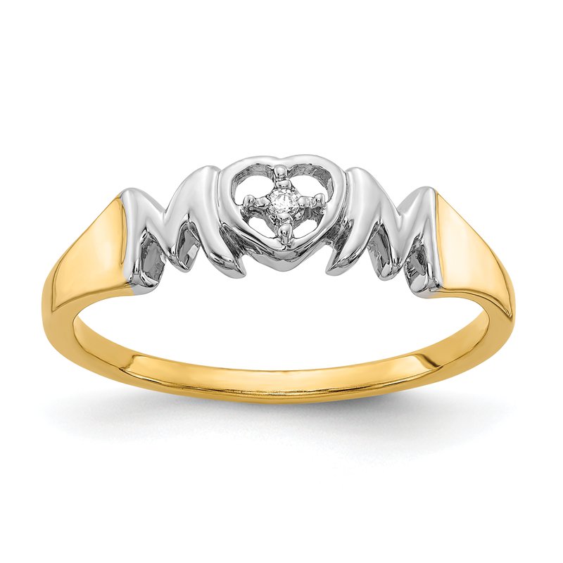 14k w/Rhodium Diamond MOM Ring