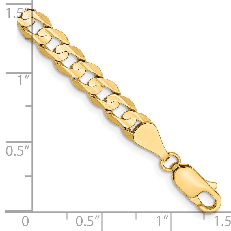 14K 26 inch 5.25mm Open Concave Curb with Lobster Clasp Chain
