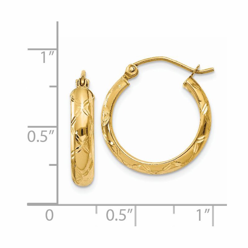 14k Diamond-cut Polished Hoop Earring