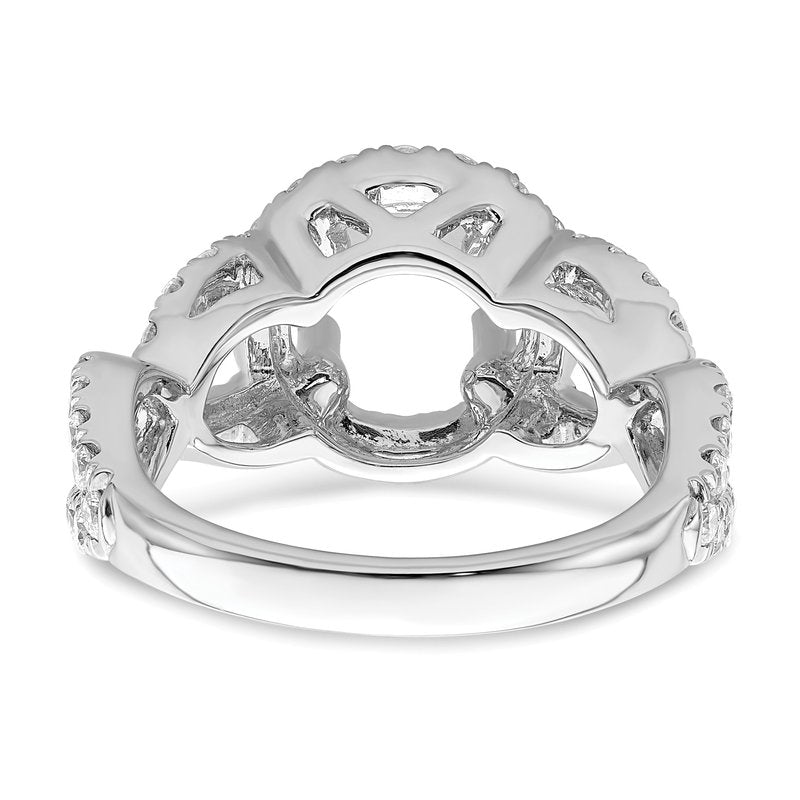 14K White Gold 3/4 carat Lab Grown Diamond VS/SI  D E F  Semi Mount Round Halo Engagement Ring