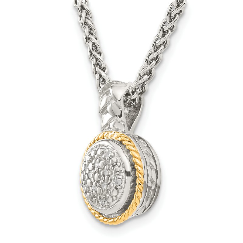 Sterling Silver Rhodium-plated with 14K Accent 18 Inch Polished Diamond Necklace
