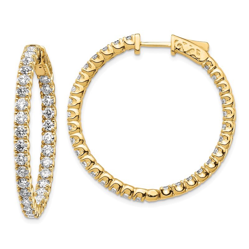 14k 4.3 carat Diamond Round In/Out Hoop w/Safety Clasp Earrings
