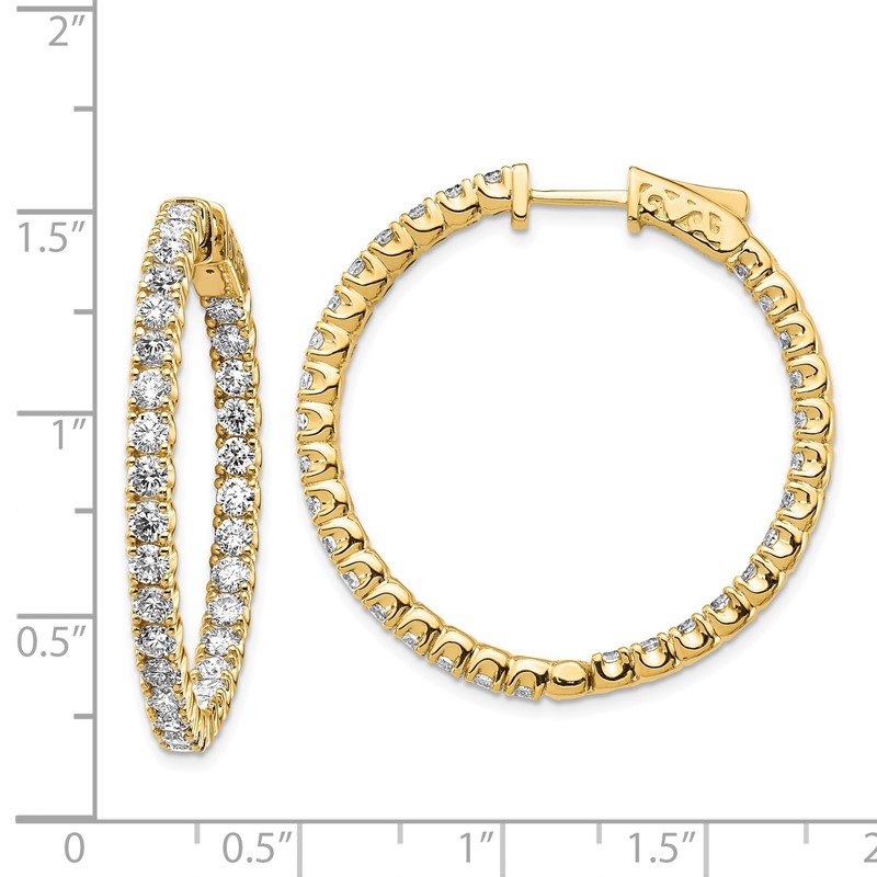 14k 4.3 carat Diamond Round In/Out Hoop w/Safety Clasp Earrings