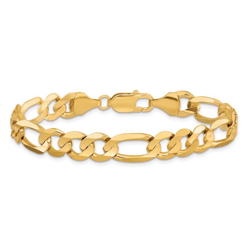 14K 22 inch 8.75mm Concave Open Figaro with Lobster Clasp Chain
