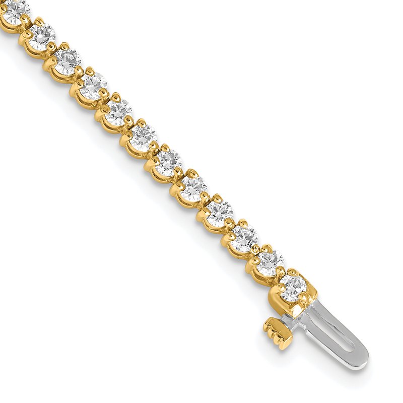 14K Yellow Gold 2 3/4 carat Lab Grown Diamond VS+ F+ Complete Tennis Bracelet