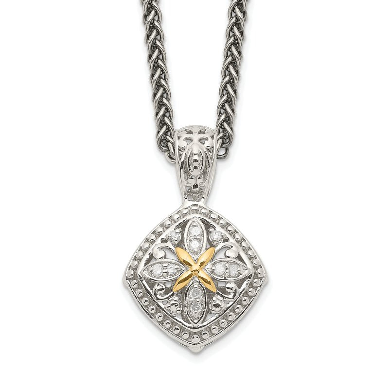 Sterling Silver with 14K Accent 18 Inch Diamond Necklace