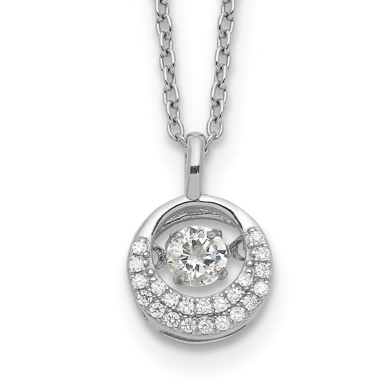 Sterling Silver Rhodium-plated Brilliant-cut Vibrant CZ Circle 18 Inch Necklace