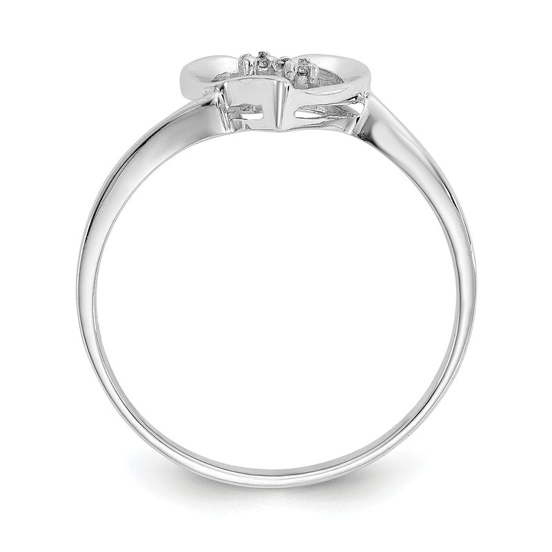14k White Gold A Diamond heart ring