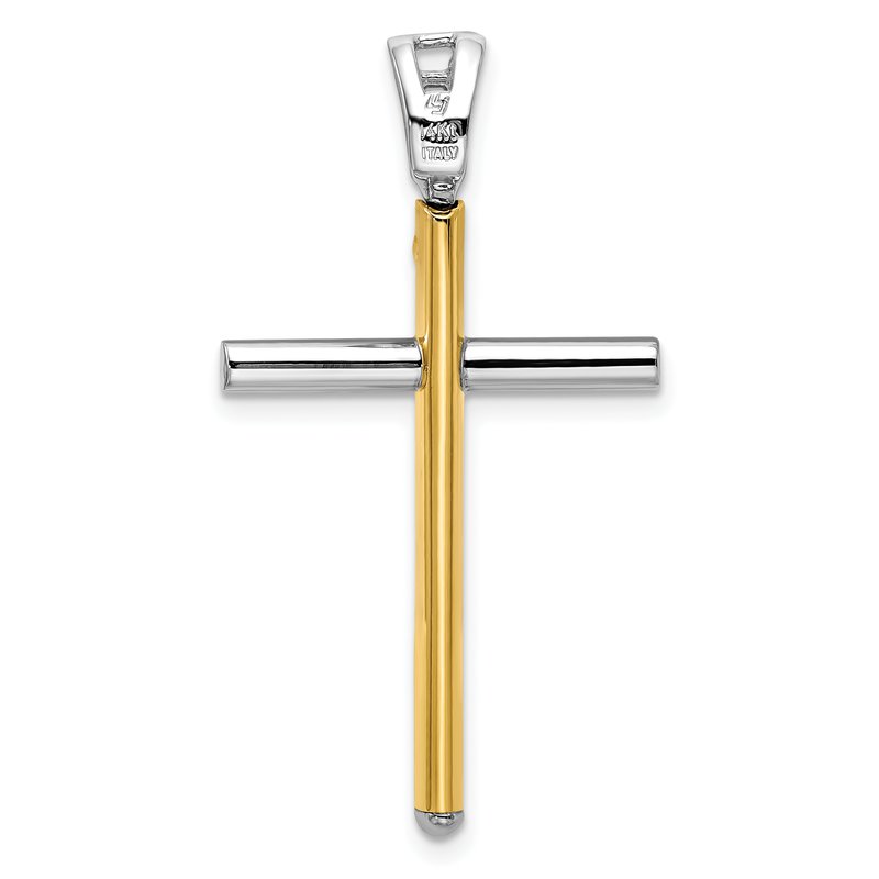 14K Two-tone Polished Cross Pendant