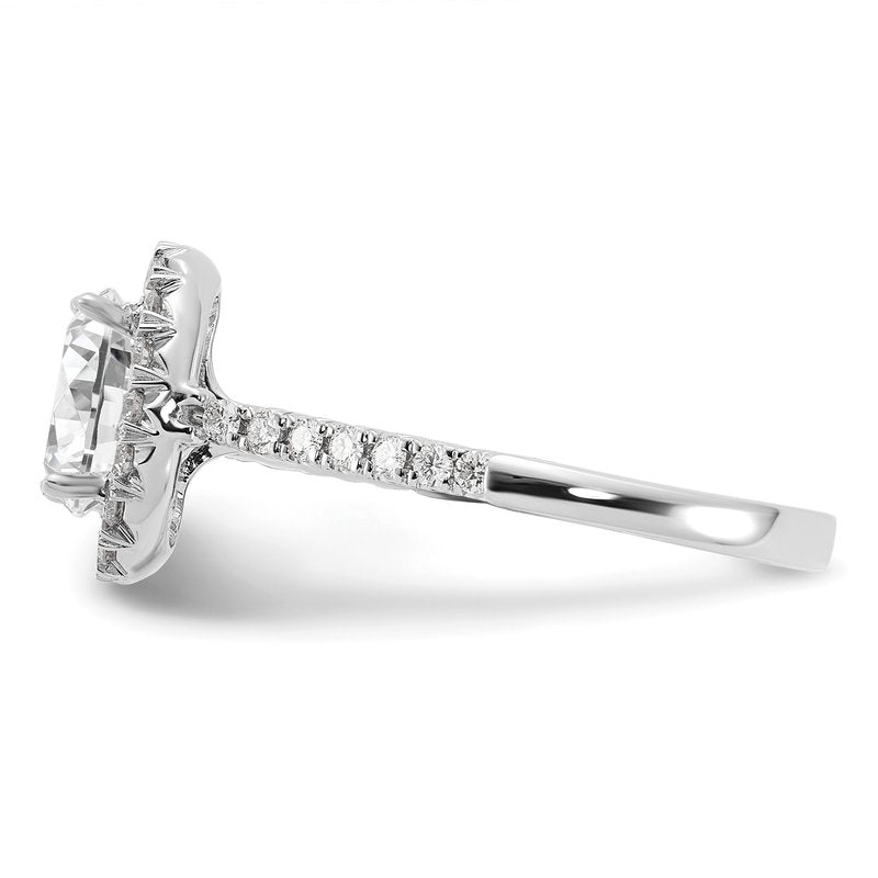 14K White Gold 1/3 carat Lab Grown Diamond VS+ F+ Semi-Mount Oval Halo Engagement Ring