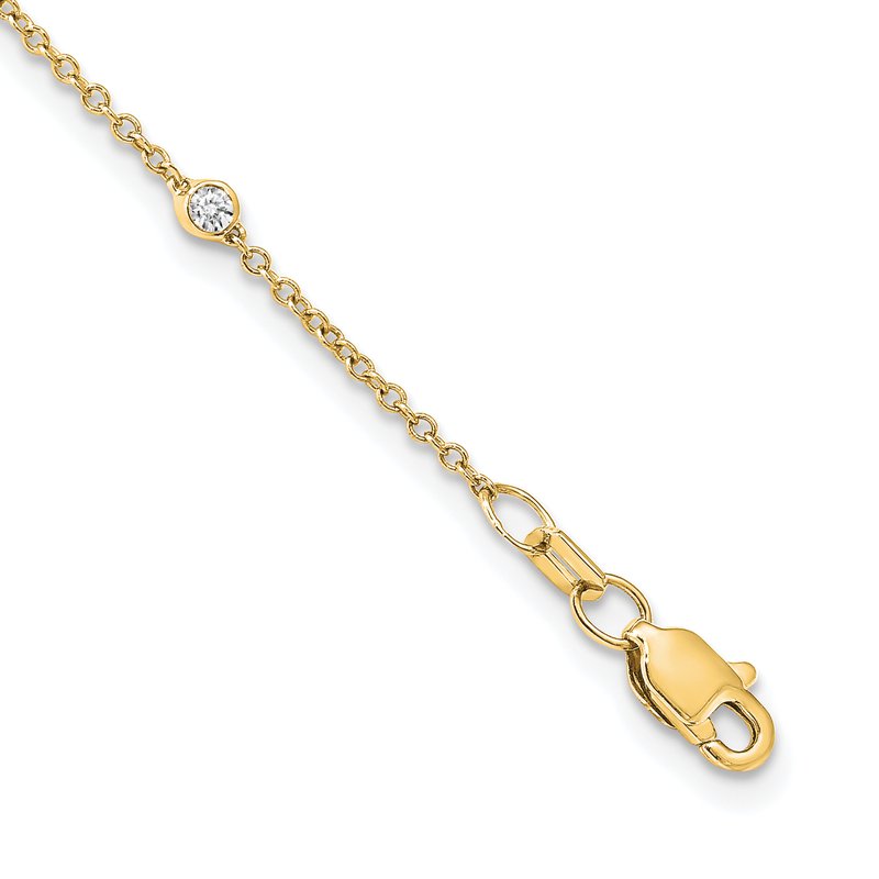 14k White Gold Complete 1/3 carat Bezel-set Diamond and Cable Chain 16-Station 16 inch Necklace