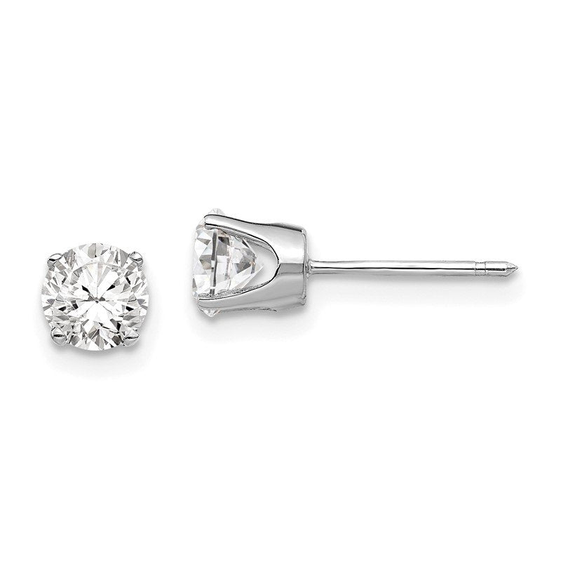 14k White Gold 5mm Round CZ Stud Earrings