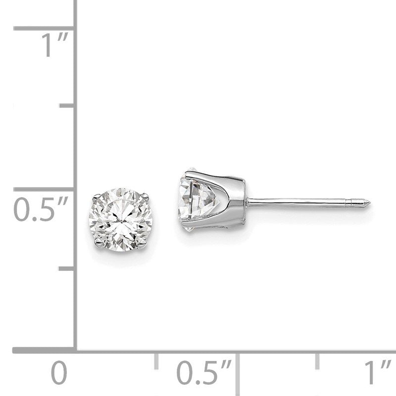 14k White Gold 5mm Round CZ Stud Earrings