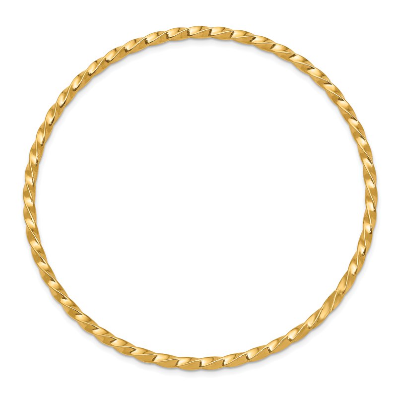 14k Polished Twisted 2.50mm Slip-on Round Bangle Bracelet