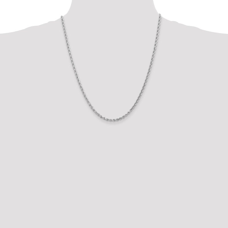 14K White Gold 3mm Diamond-cut Rope Chain