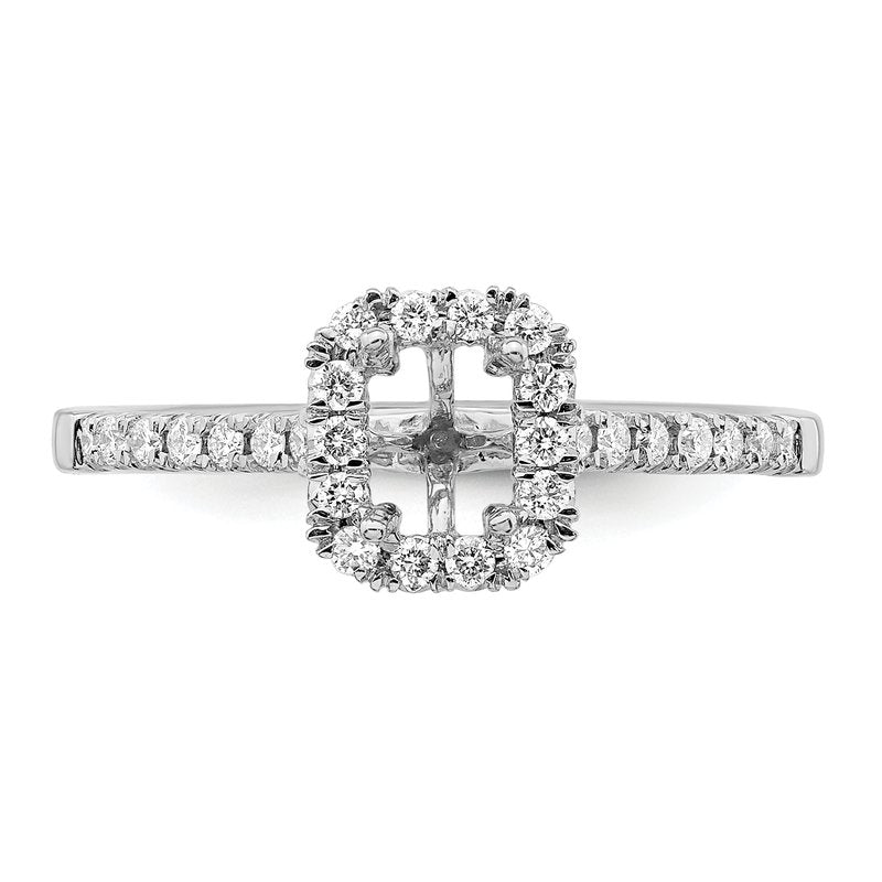 14K White Gold 1/4 carat Lab Grown Diamond VS+ F+ Semi-Mount Emerald Halo Engagement Ring