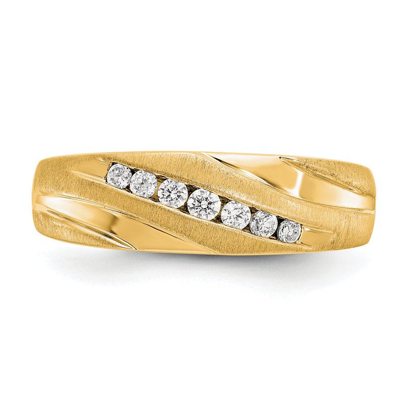 14K White Gold Men's 1/4 carat Lab Grown Diamond VS+ F+ Complete Brushed and Polished Band